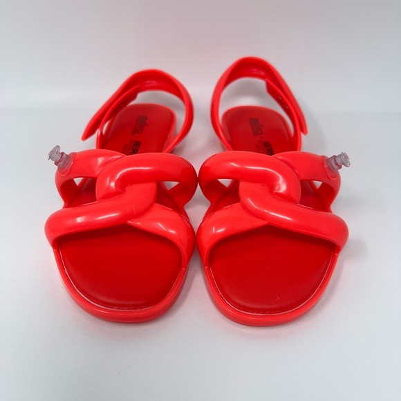 Melissa + Jeremy Scott Womens Tube Slingback Sandals Neon Orange Rubber 5-9 New - Picture 2 of 16